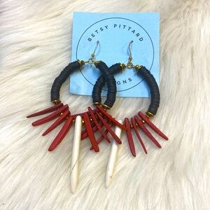 Betsy Pittard Designs beaded earrings - black, burgundy, off white​